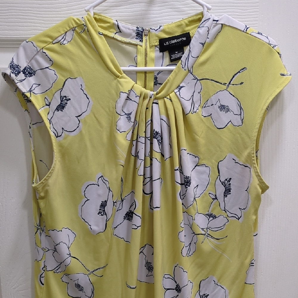 Liz Claiborne Light Yellow Floral Blouse